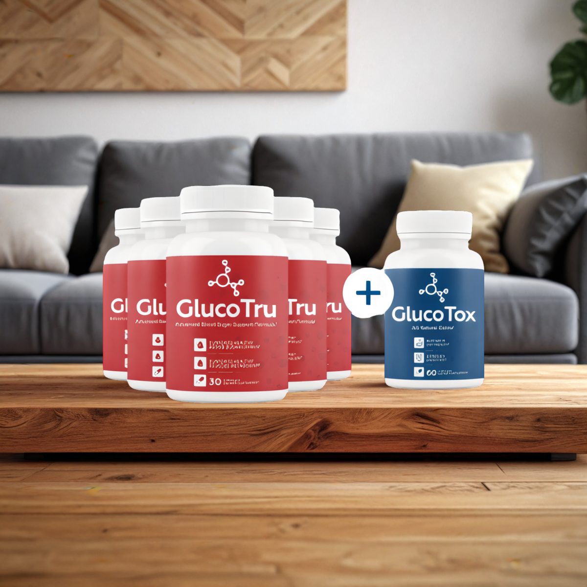 GlucoTru - 5 bottles + 1  Bonus +  Shipping