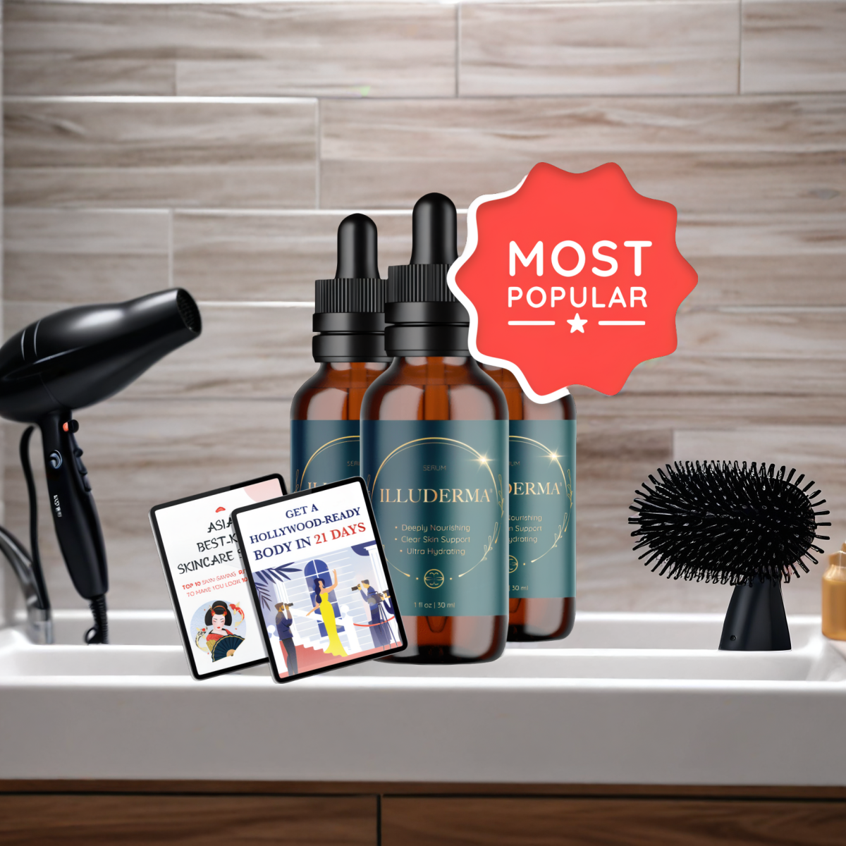 Illuderma - 3 Bottles + 2  Ebooks